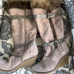 Real leather suede & faux fur Baretrap boots